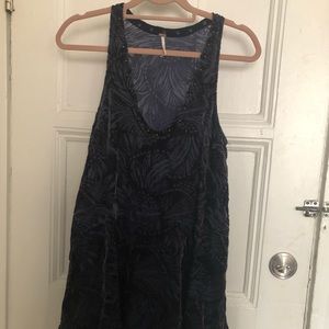 Free People navy velvet shift dress